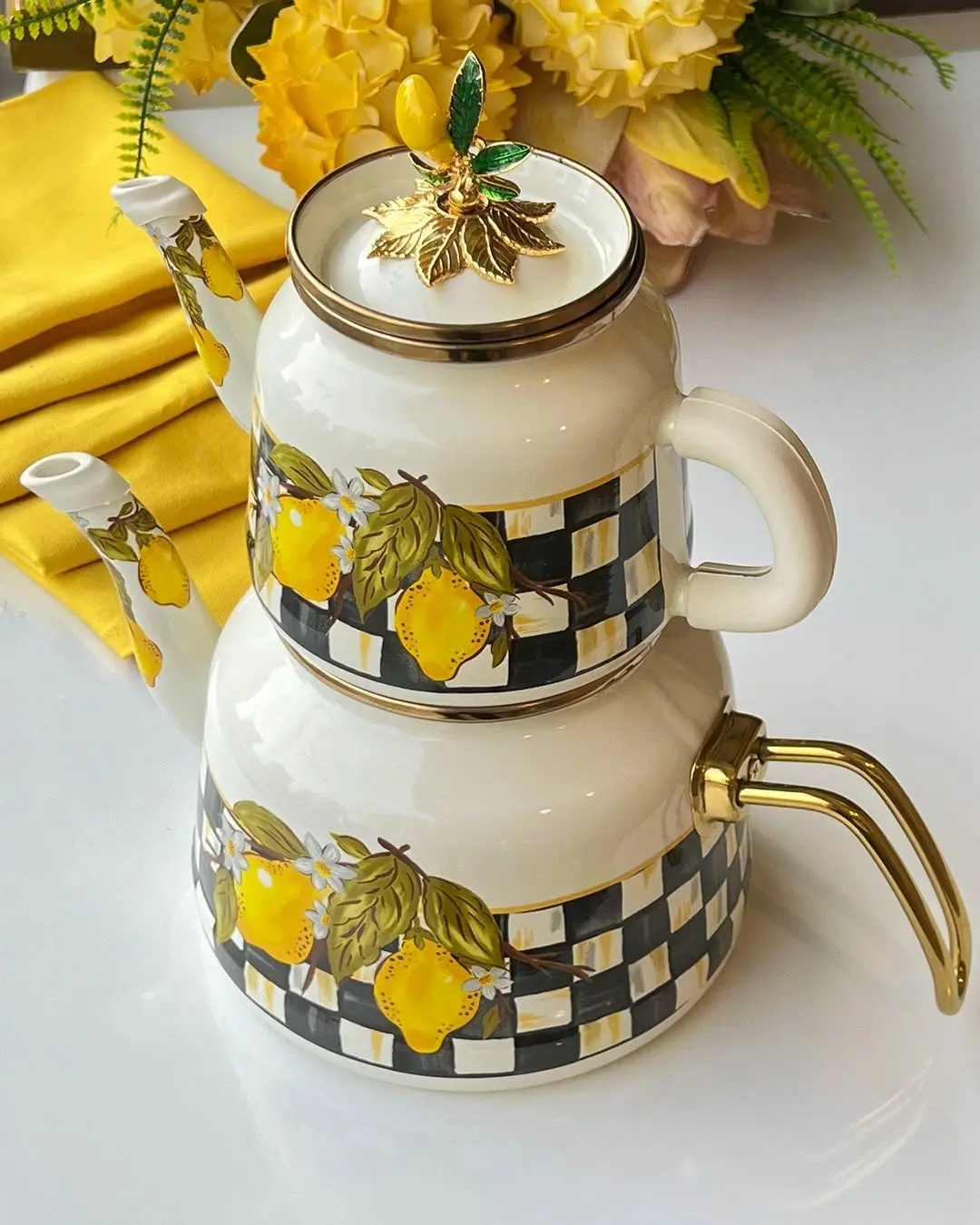 کتری قوری درب الماسی لیمویی Miss Betty ترکیه (1) کتری قوری درب الماسی لیمویی Miss Betty ترکیه