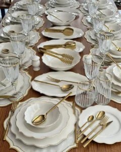 سرویس چینی سفید لب طلایی